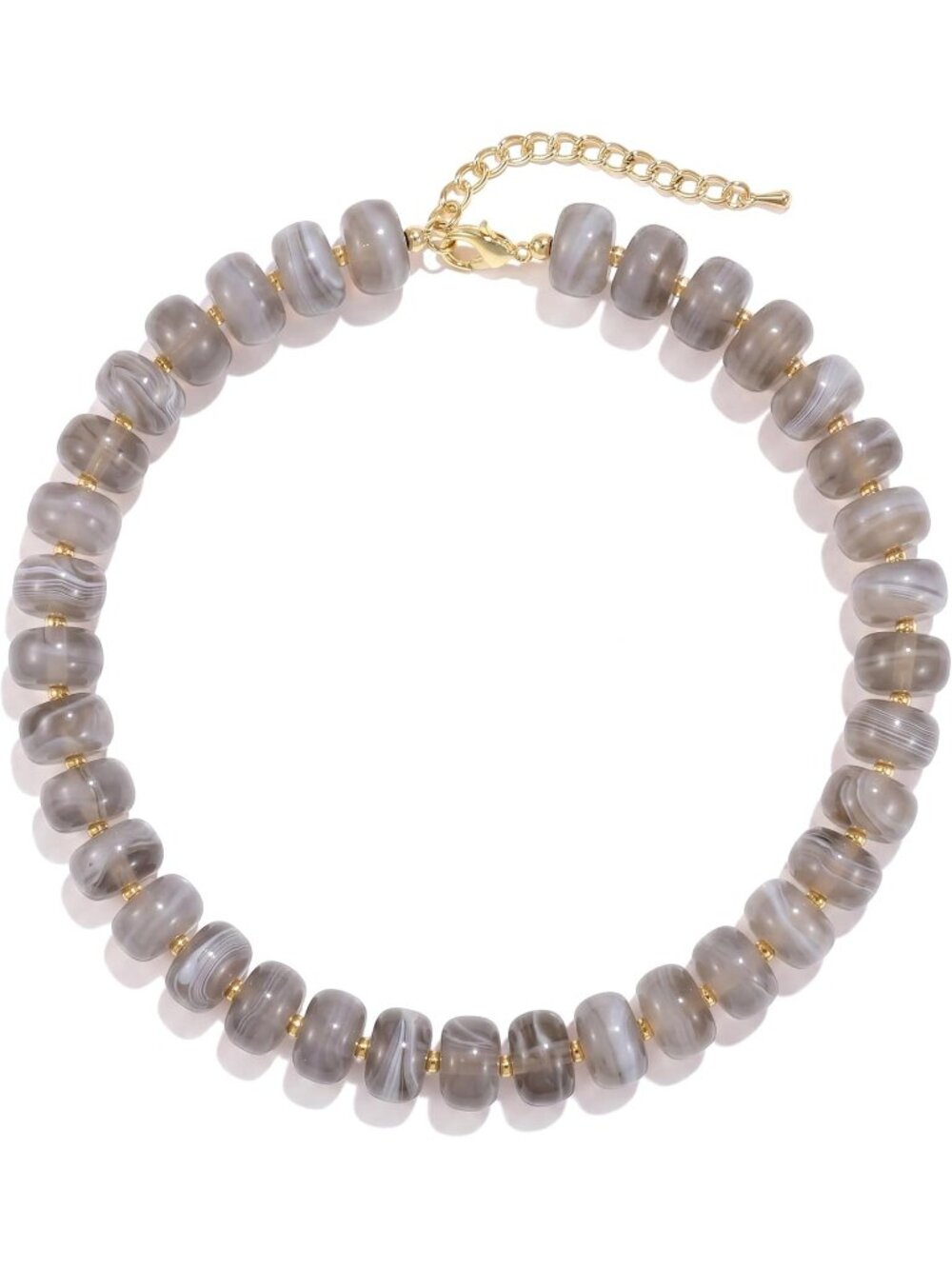 Women's Grey Chunky Acrylic Beaded Choker Statement Trendy Jewelry Gift